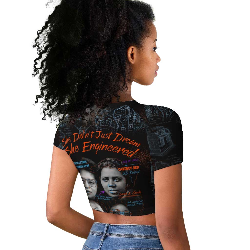 She Didn't Just Dream She Engineered Raglan Cropped T shirt Trailblazing Black Women Innovators - African Pride
