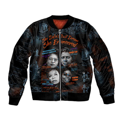 She Didn't Just Dream She Engineered Sleeve Zip Bomber Jacket Trailblazing Black Women Innovators - African Pride
