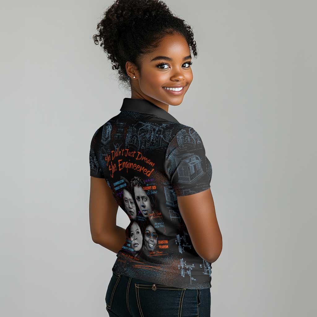 She Didn't Just Dream She Engineered Women Polo Shirt Trailblazing Black Women Innovators - African Pride