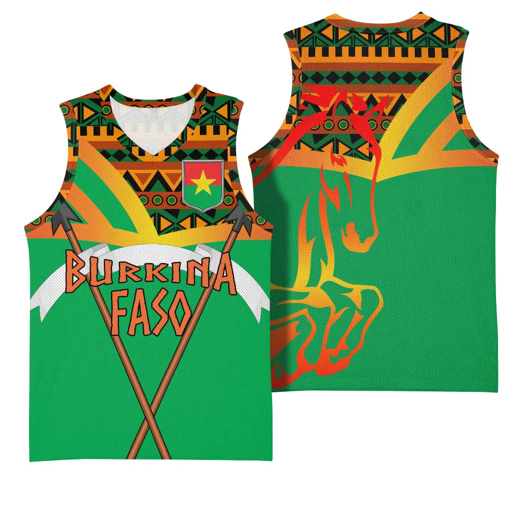 Burkina Faso Heritage Basketball Jersey Tribal Spears and National Emblem TS04