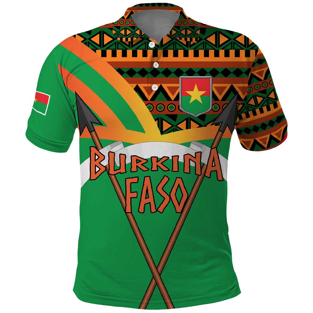 Burkina Faso Heritage Polo Shirt Tribal Spears and National Emblem - African Pride