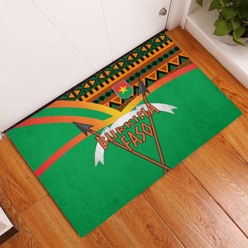 Burkina Faso Heritage Rubber Doormat Tribal Spears and National Emblem - African Pride