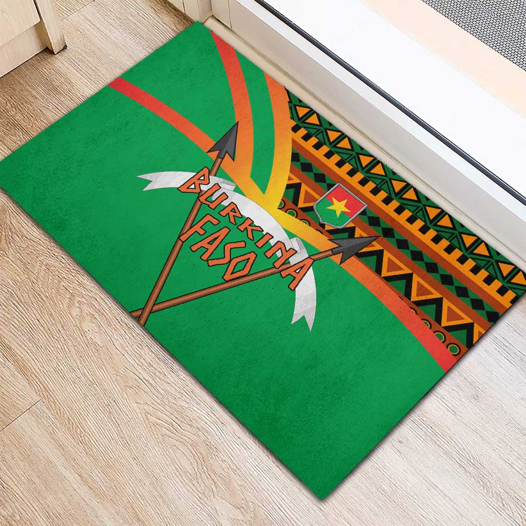 Burkina Faso Heritage Rubber Doormat Tribal Spears and National Emblem - African Pride