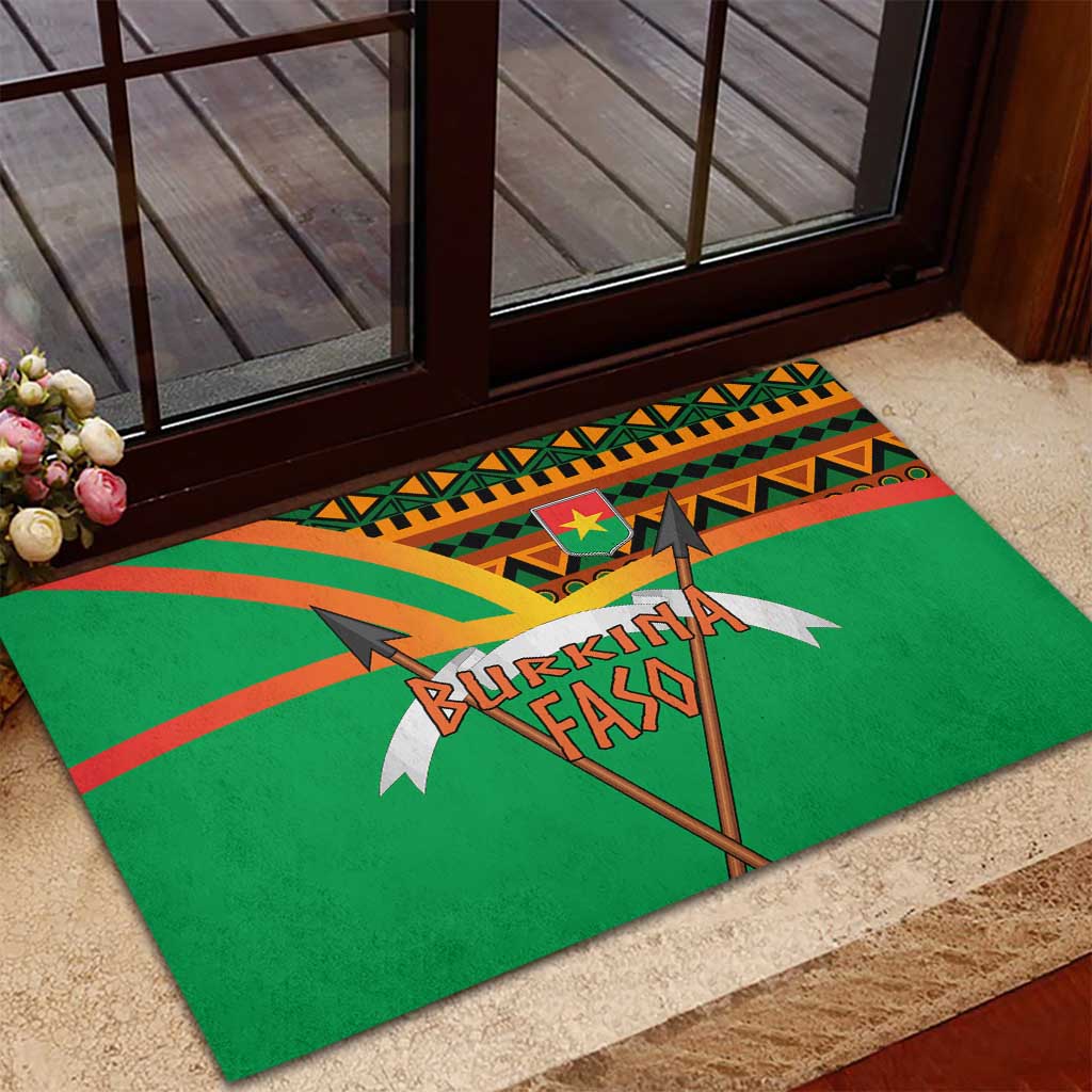 Burkina Faso Heritage Rubber Doormat Tribal Spears and National Emblem - African Pride