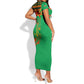 Burkina Faso Heritage Short Sleeve Bodycon Dress Tribal Spears and National Emblem - African Pride