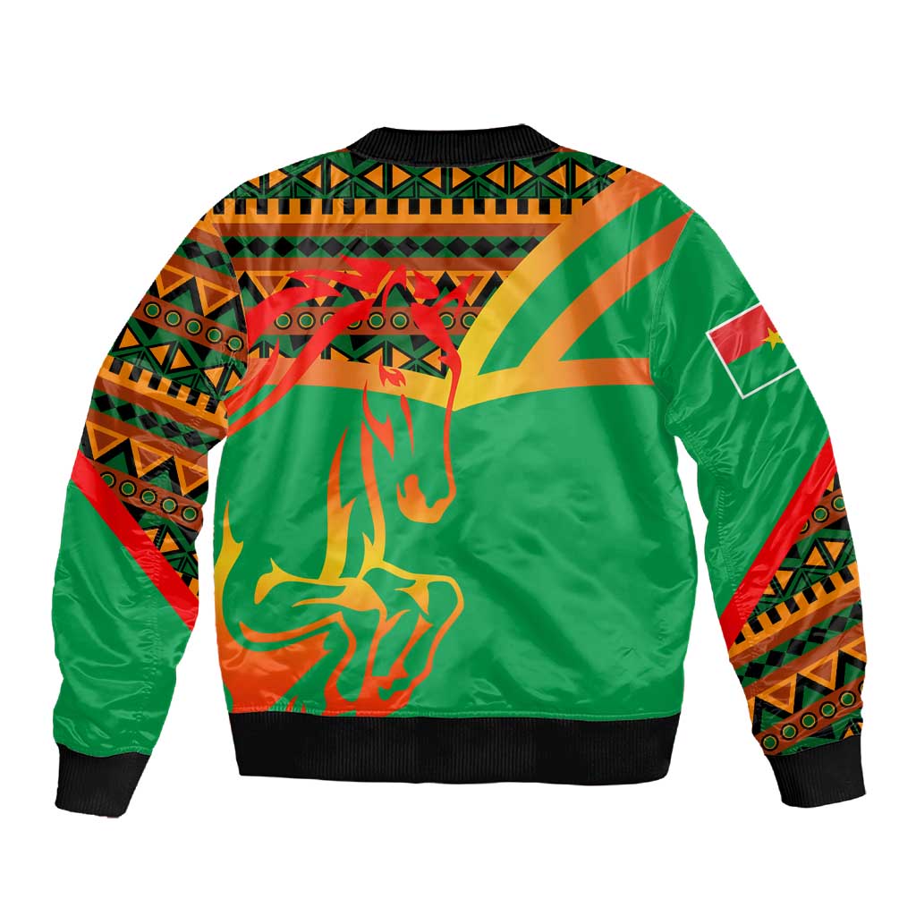 Burkina Faso Heritage Sleeve Zip Bomber Jacket Tribal Spears and National Emblem - African Pride