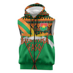 Burkina Faso Heritage Sleeveless Zip Hoodie Tribal Spears and National Emblem - African Pride