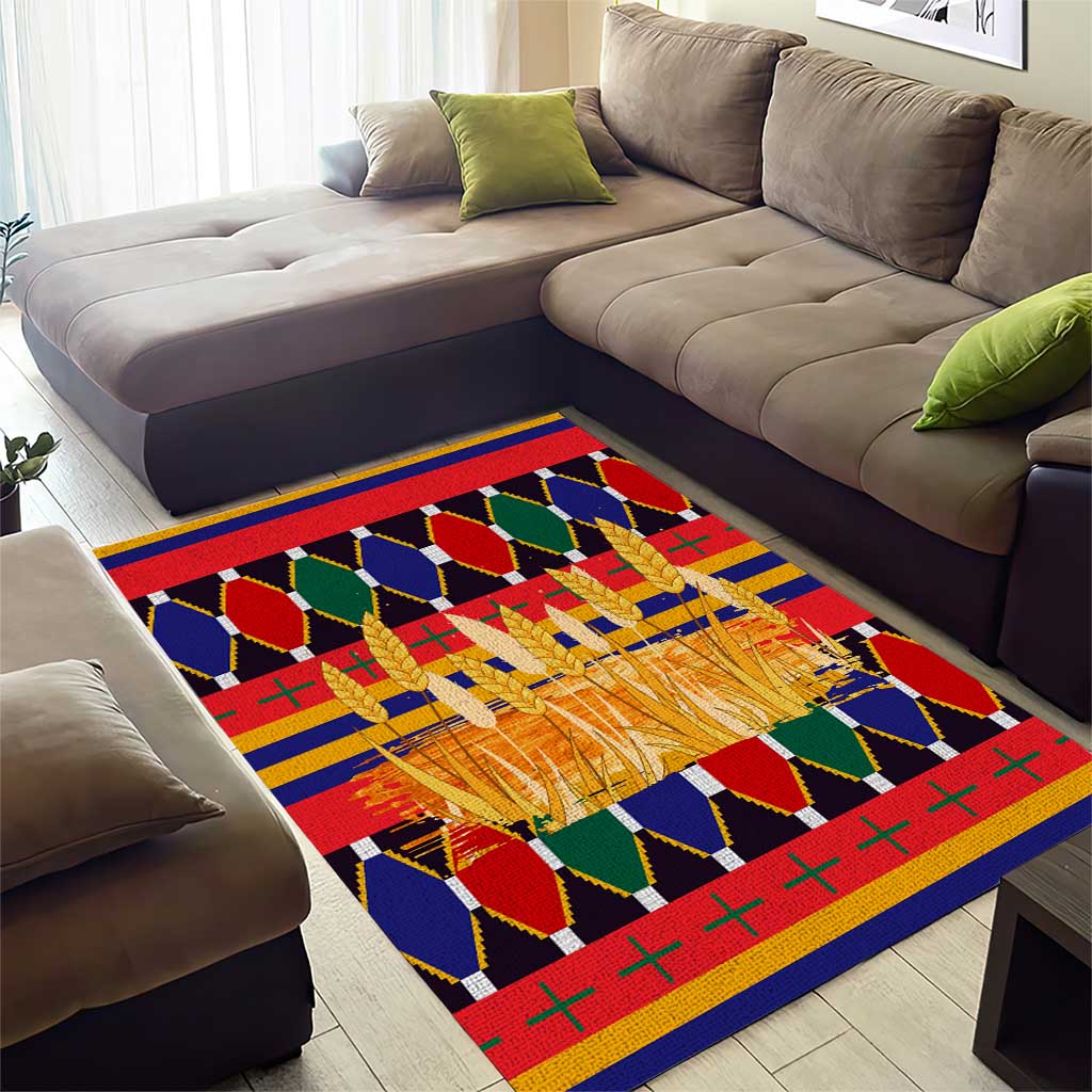 Burkina Faso Area Rug Kente Flag Red Green Blue Geometric - African Pride