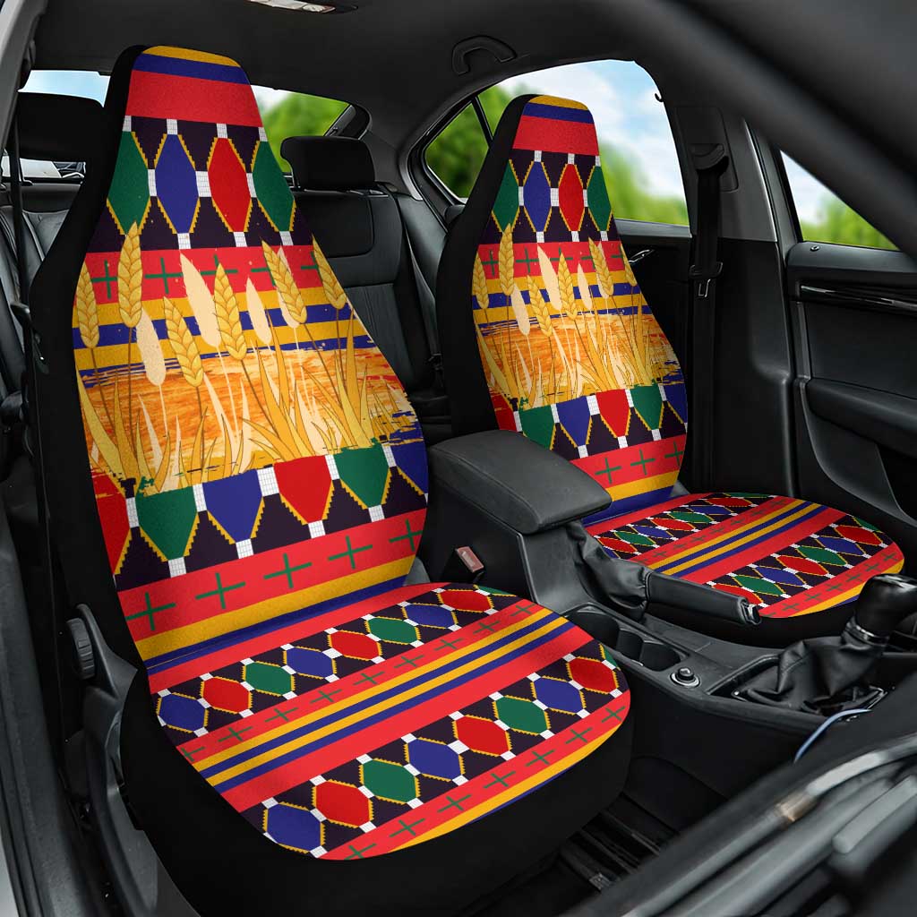 Burkina Faso Car Seat Cover Kente Flag Red Green Blue Geometric - African Pride