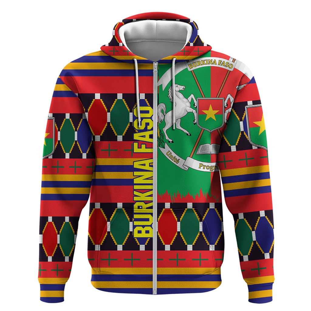 Burkina Faso Hoodie Kente Flag Red Green Blue Geometric - African Pride