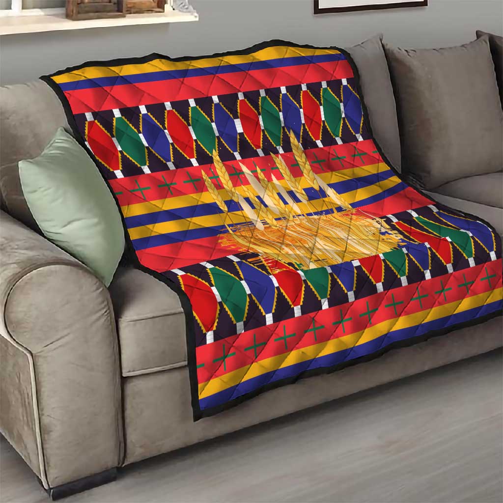 Burkina Faso Quilt Kente Flag Red Green Blue Geometric - African Pride
