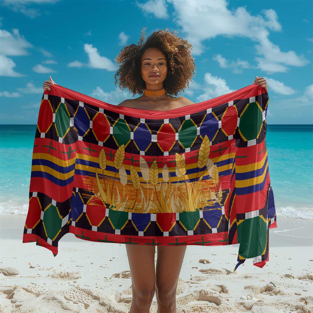 Burkina Faso Sarong Kente Flag Red Green Blue Geometric - African Pride