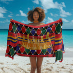 Burkina Faso Sarong Kente Flag Red Green Blue Geometric - African Pride