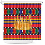 Burkina Faso Shower Curtain Kente Flag Red Green Blue Geometric - African Pride
