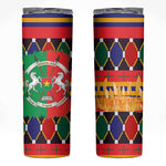 Burkina Faso Skinny Tumbler Kente Flag Red Green Blue Geometric - African Pride