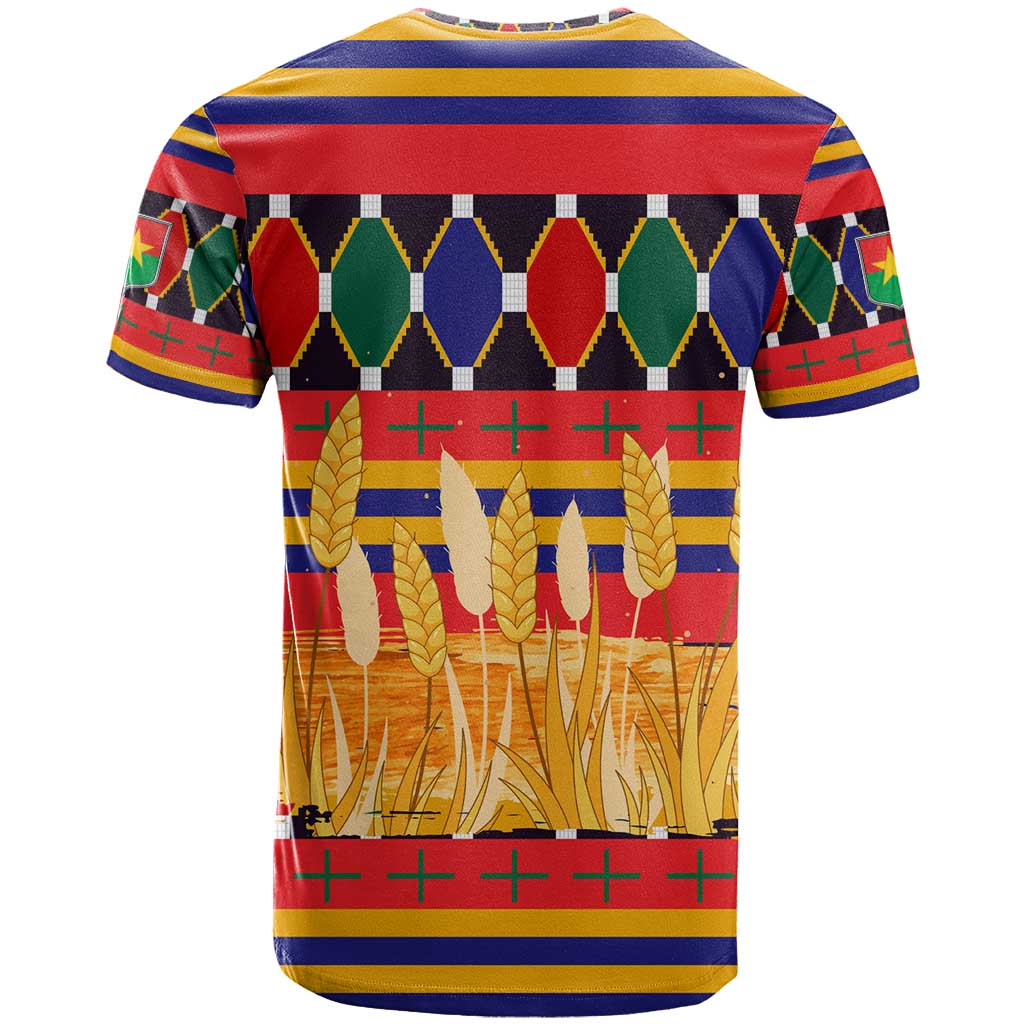 Burkina Faso T shirt Kente Flag Red Green Blue Geometric - African Pride