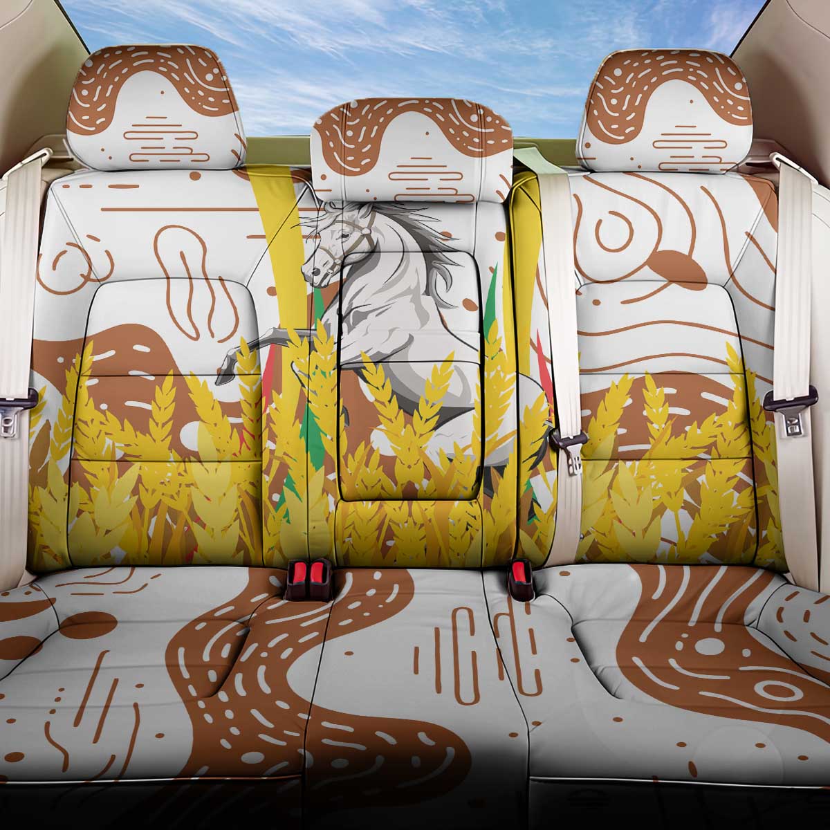 Burkina Faso Rising Horse Back Car Seat Cover Golden Harvest and National Pride - African Pride