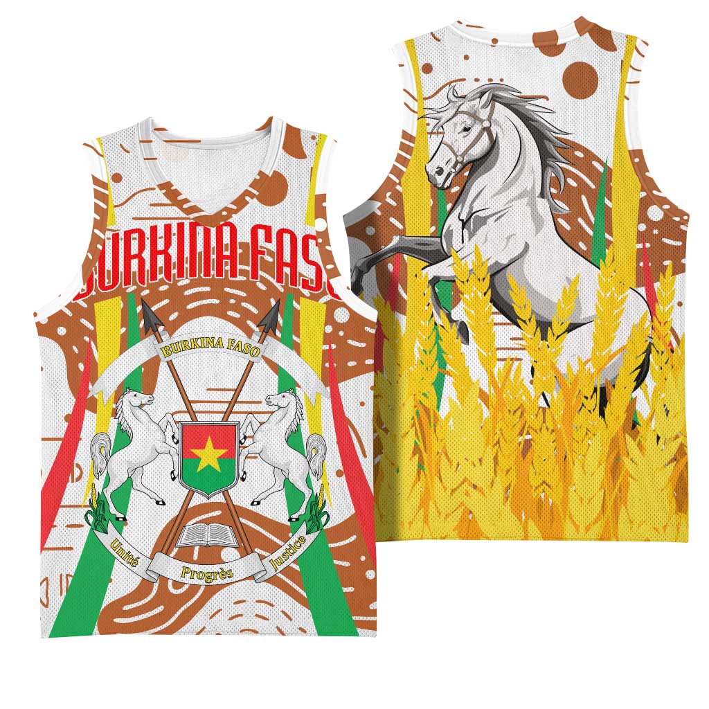 Burkina Faso Rising Horse Basketball Jersey Golden Harvest and National Pride TS04