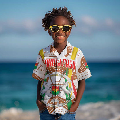 Burkina Faso Rising Horse Kid Hawaiian Shirt Golden Harvest and National Pride - African Pride