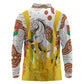 Burkina Faso Rising Horse Long Sleeve Polo Shirt Golden Harvest and National Pride - African Pride