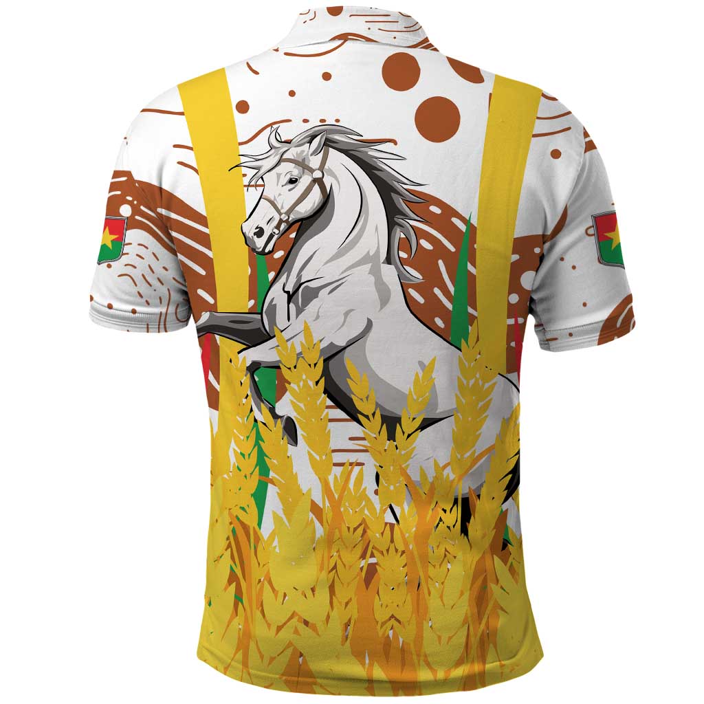 Burkina Faso Rising Horse Polo Shirt Golden Harvest and National Pride - African Pride