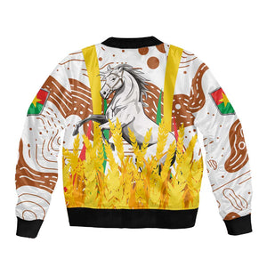 Burkina Faso Rising Horse Sleeve Zip Bomber Jacket Golden Harvest and National Pride - African Pride