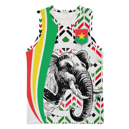 Burkina Faso Basketball Jersey Red Green Black Geometric TS04