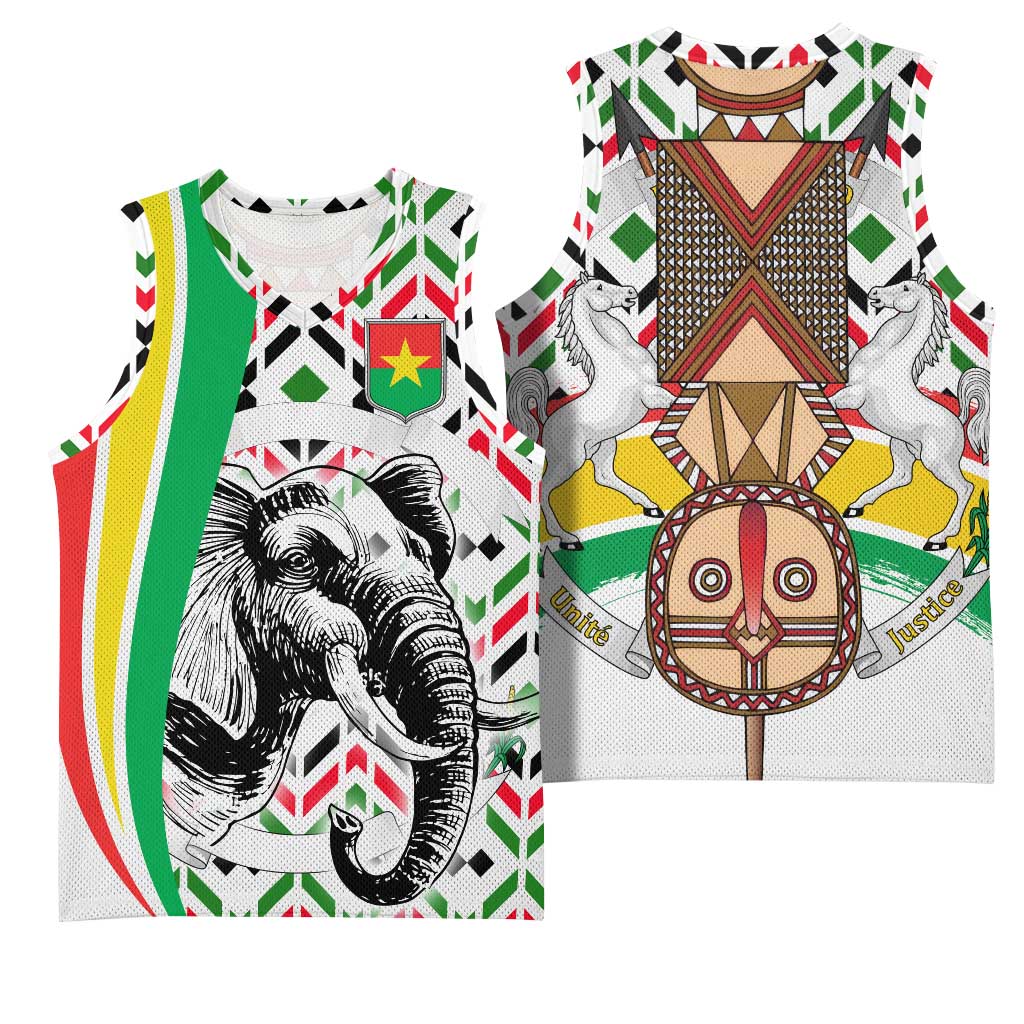 Burkina Faso Basketball Jersey Red Green Black Geometric TS04
