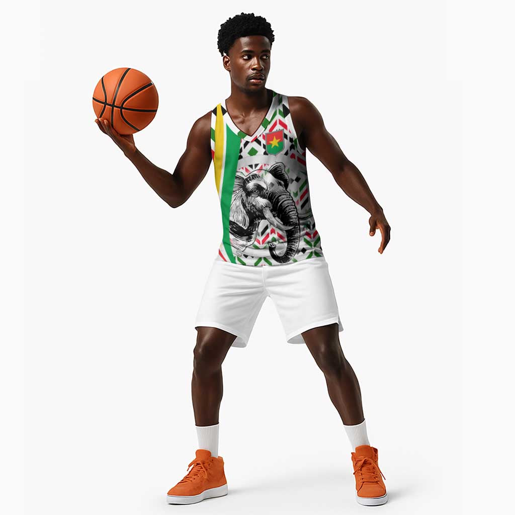 Burkina Faso Basketball Jersey Red Green Black Geometric TS04