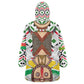 Burkina Faso Kid Wearable Blanket Hoodie Red Green Black Geometric - African Pride