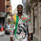 Burkina Faso Long Sleeve Button Shirt Red Green Black Geometric - African Pride