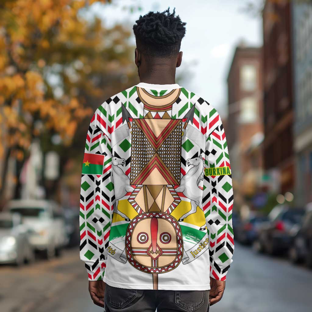 Burkina Faso Long Sleeve Shirt Red Green Black Geometric - African Pride