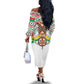 Burkina Faso Off The Shoulder Long Sleeve Dress Red Green Black Geometric - African Pride