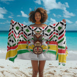 Burkina Faso Sarong Red Green Black Geometric - African Pride