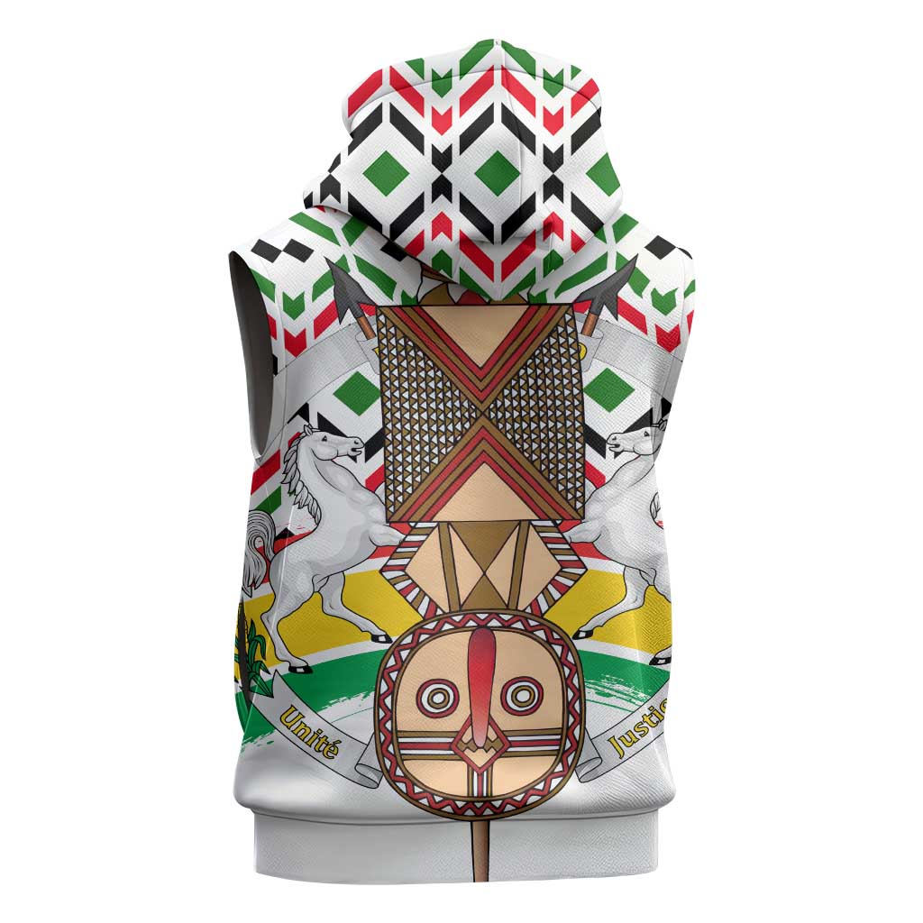 Burkina Faso Sleeveless Hoodie Red Green Black Geometric - African Pride