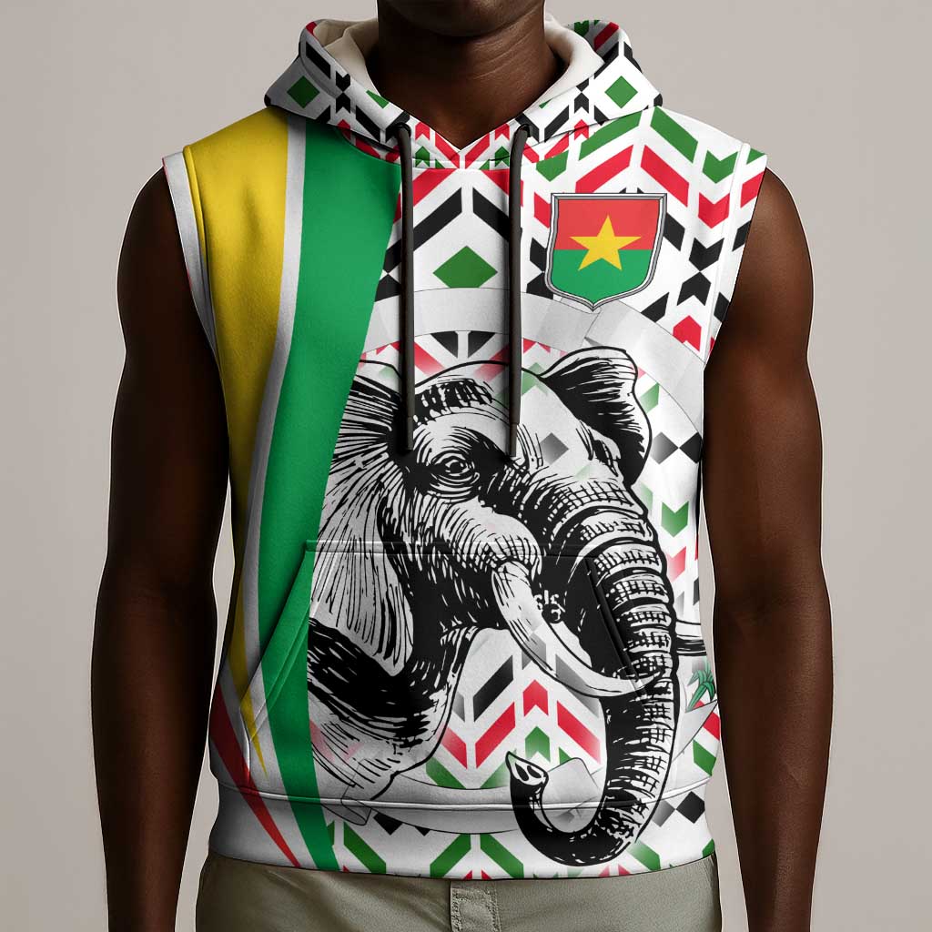 Burkina Faso Sleeveless Hoodie Red Green Black Geometric - African Pride