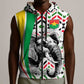 Burkina Faso Sleeveless Zip Hoodie Red Green Black Geometric - African Pride