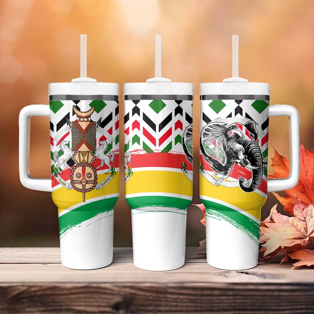 Burkina Faso Tumbler With Handle Red Green Black Geometric - African Pride