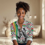 Burkina Faso Women Casual Shirt Red Green Black Geometric - African Pride
