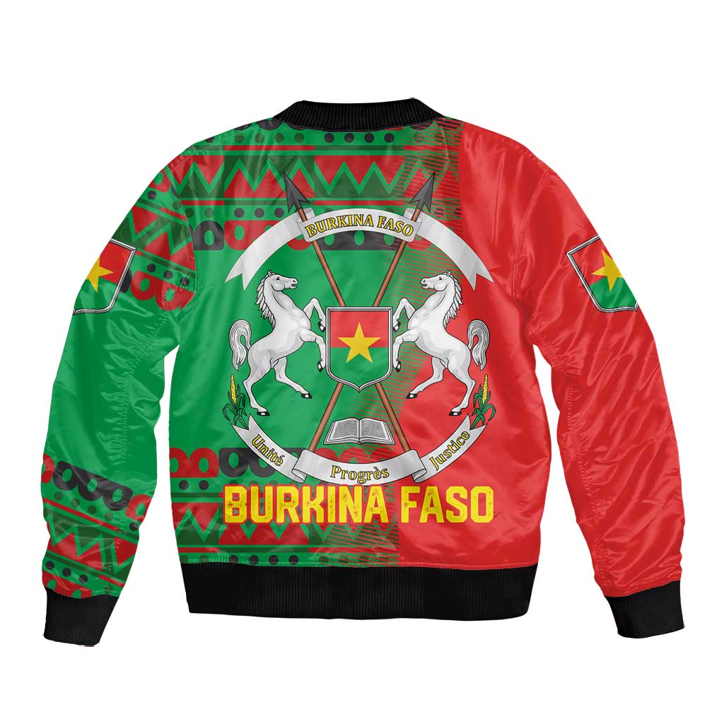 Burkina Faso Bomber Jacket Tribal Design and Bobo Dioulasso Landmark - African Pride