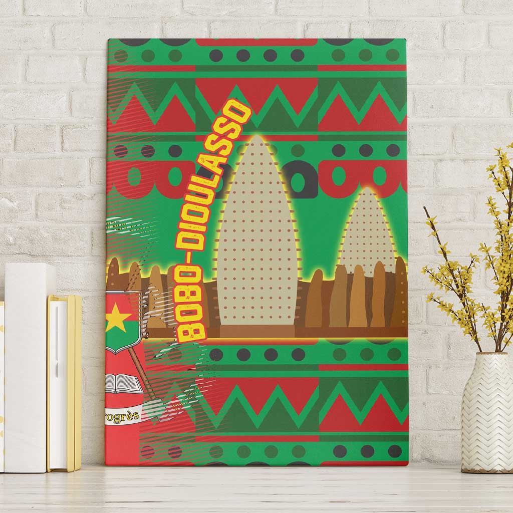 Burkina Faso Canvas Wall Art Tribal Design and Bobo Dioulasso Landmark - African Pride