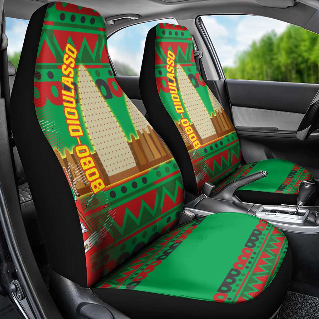 Burkina Faso Car Seat Cover Tribal Design and Bobo Dioulasso Landmark - African Pride