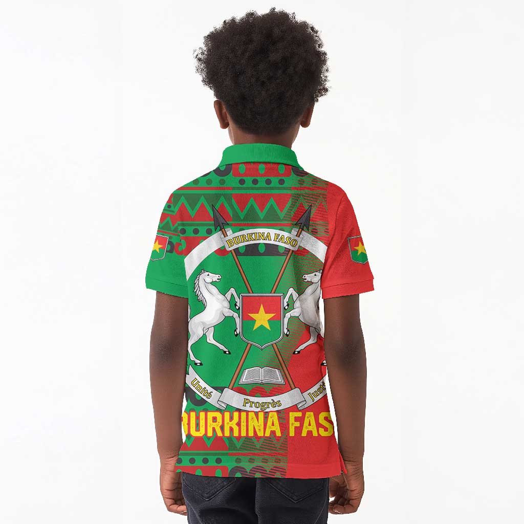 Burkina Faso Kid Polo Shirt Tribal Design and Bobo Dioulasso Landmark - African Pride