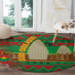 Burkina Faso Round Carpet Tribal Design and Bobo Dioulasso Landmark - African Pride