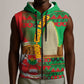 Burkina Faso Sleeveless Zip Hoodie Tribal Design and Bobo Dioulasso Landmark - African Pride