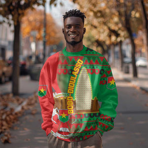 Burkina Faso Sweatshirt Tribal Design and Bobo Dioulasso Landmark - African Pride