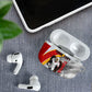 Personalized Tunisia Soccer Carthage Eagles Mascot AirPods Case Red And White Abstract Geometric Football Concept