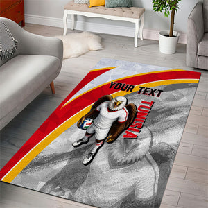 Personalized Tunisia Soccer Carthage Eagles Mascot Area Rug Red And White Abstract Geometric Football Concept