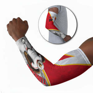 Personalized Tunisia Soccer Carthage Eagles Mascot Arm Sleeves Red And White Abstract Geometric Football Concept