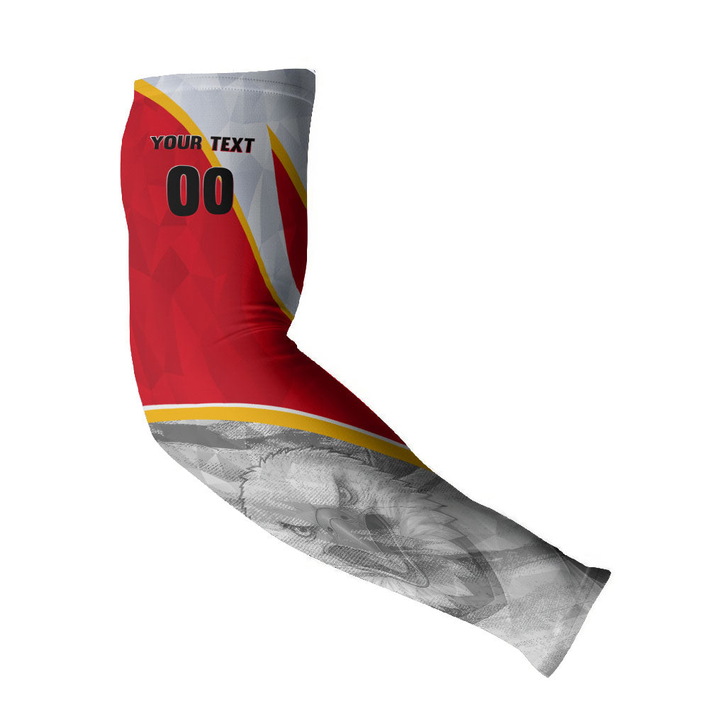 Personalized Tunisia Soccer Carthage Eagles Mascot Arm Sleeves Red And White Abstract Geometric Football Concept